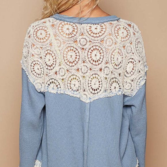 #2 POL LONG SLEEVE TOP LIGHTWEIGHT BLUE SO NICE!! (1SM) (1MD) LEFT - Picture 5 of 9